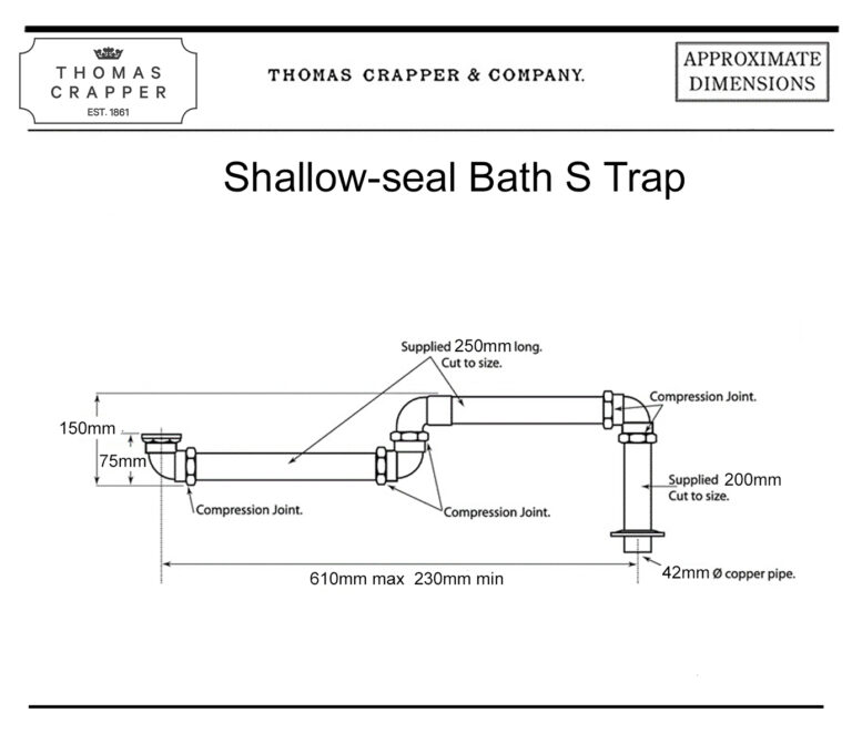 Shallow Seal Bath "S" Trap from Thomas Crapper & Co Ltd