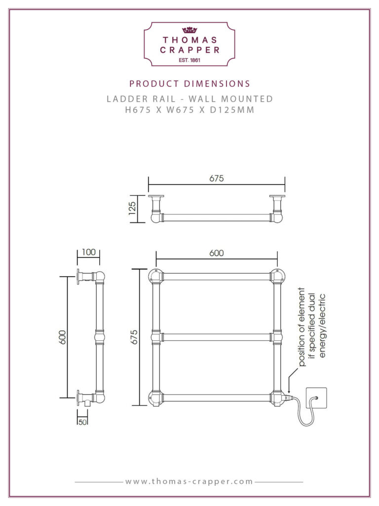 Ladder Rail - Wall Mounted from Thomas Crapper & Co Ltd